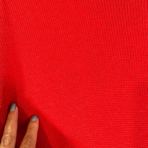 Tahari Red & Maroon Colorblock Long Sleeve Mock Neck Knit Sweater Women Sz S - Picture 8 of 8